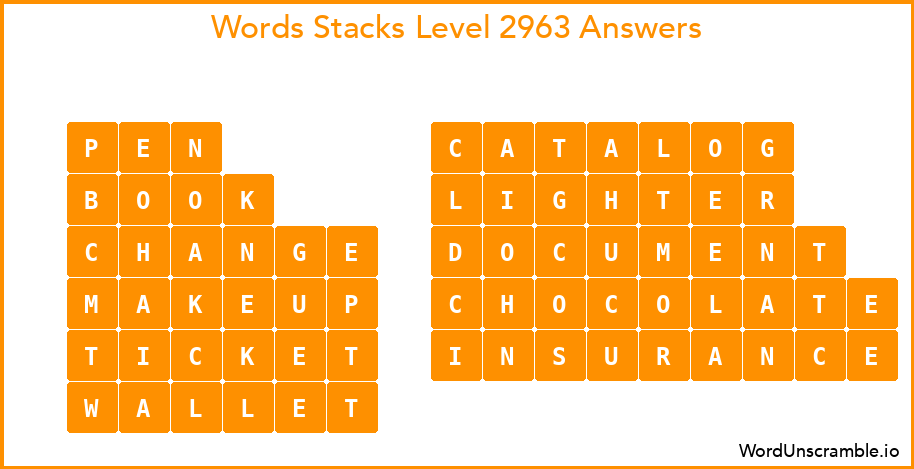 Word Stacks Level 2963 Answers