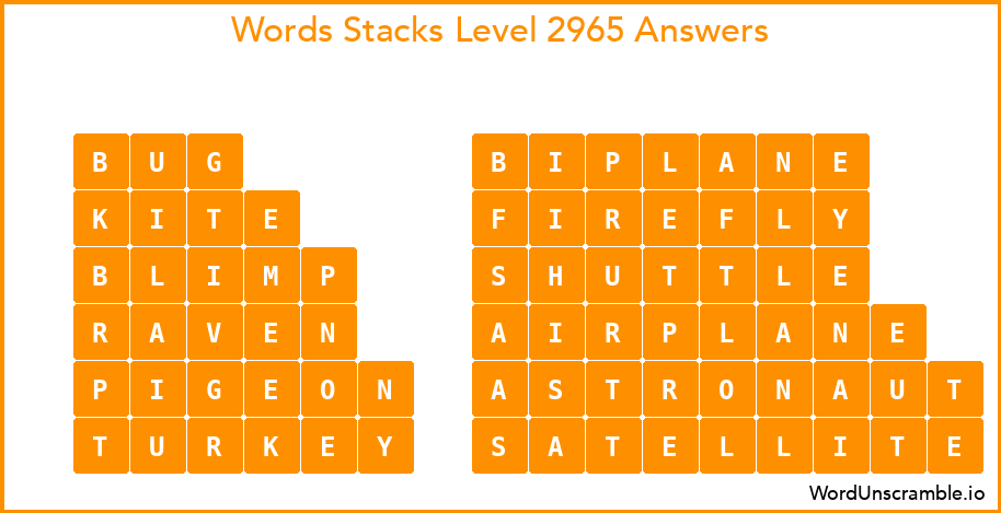Word Stacks Level 2965 Answers