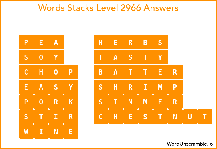 Word Stacks Level 2966 Answers