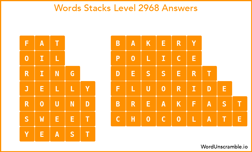 Word Stacks Level 2968 Answers