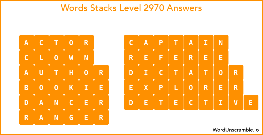 Word Stacks Level 2970 Answers