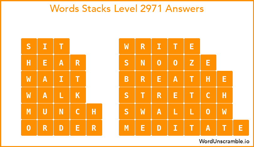 Word Stacks Level 2971 Answers