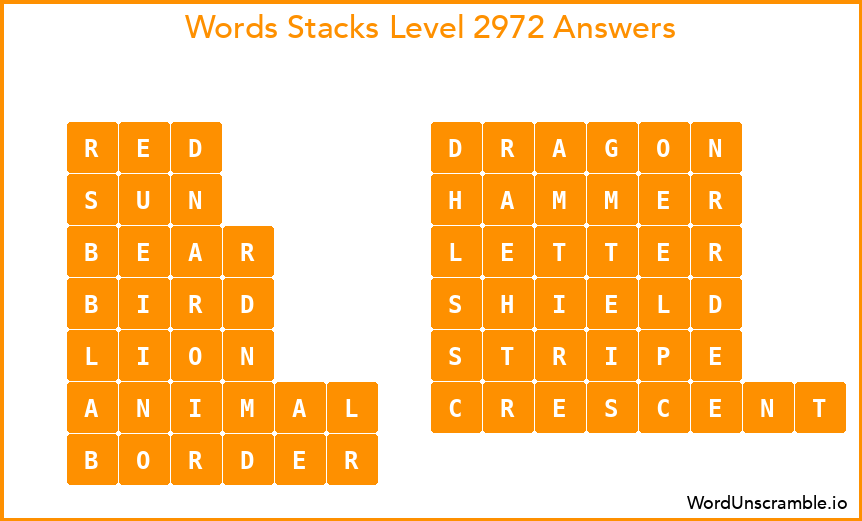 Word Stacks Level 2972 Answers