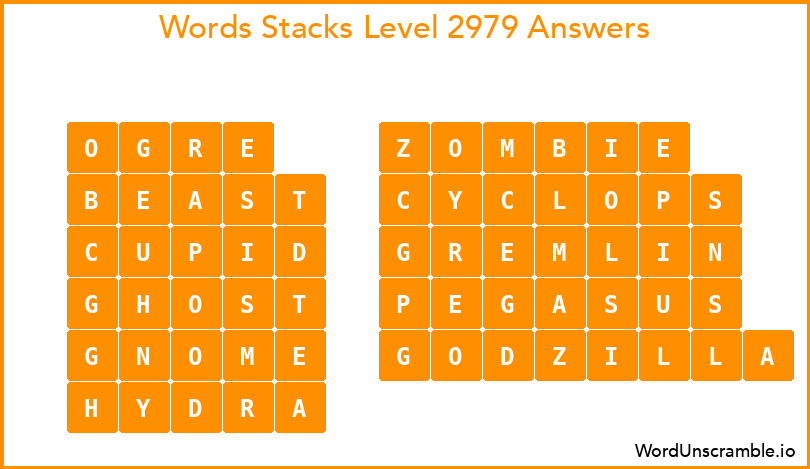 Word Stacks Level 2979 Answers