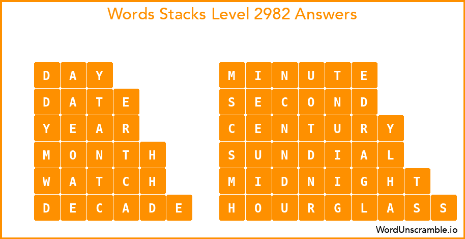 Word Stacks Level 2982 Answers