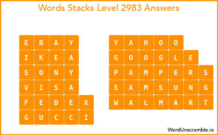 Word Stacks Level 2983 Answers