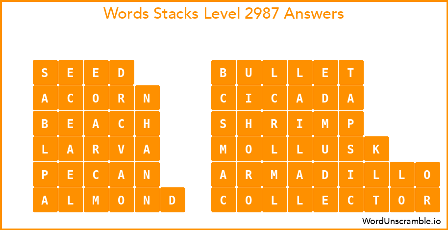 Word Stacks Level 2987 Answers