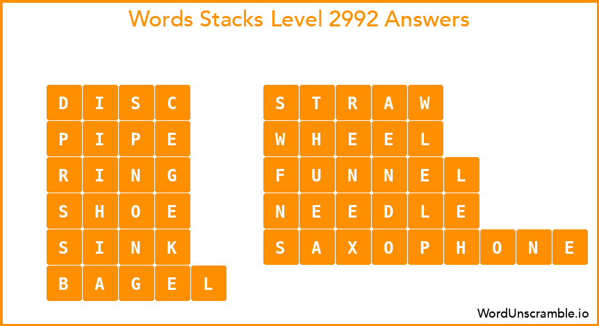 Word Stacks Level 2992 Answers