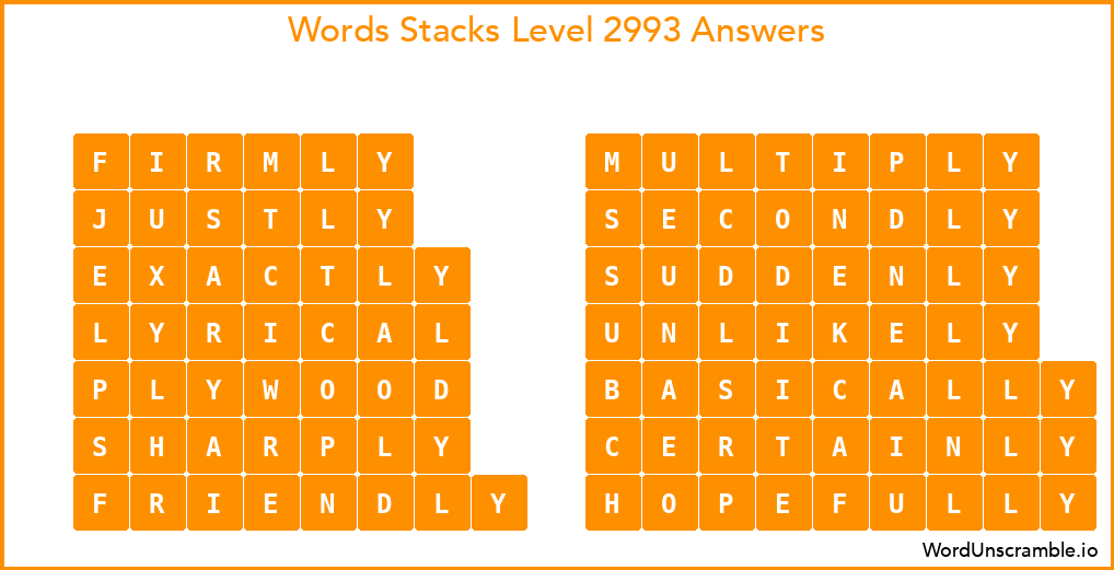 Word Stacks Level 2993 Answers
