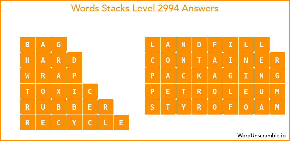 Word Stacks Level 2994 Answers