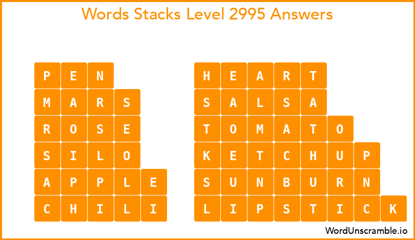 Word Stacks Level 2995 Answers