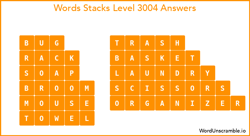 Word Stacks Level 3004 Answers