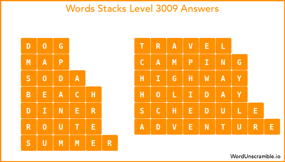 Word Stacks Level 3009 Answers