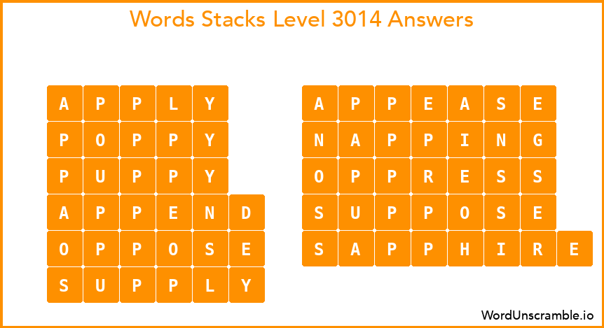 Word Stacks Level 3014 Answers