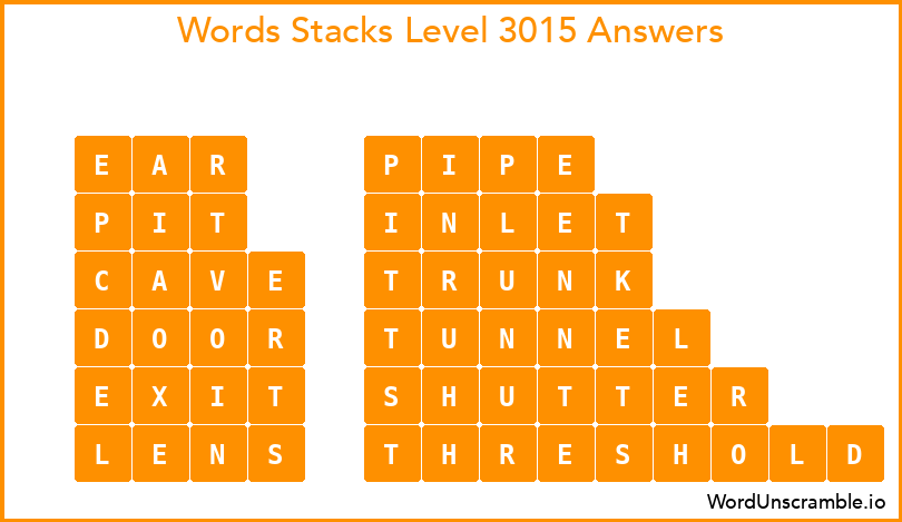Word Stacks Level 3015 Answers