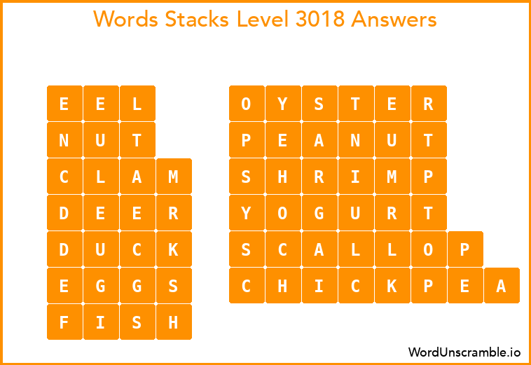 Word Stacks Level 3018 Answers