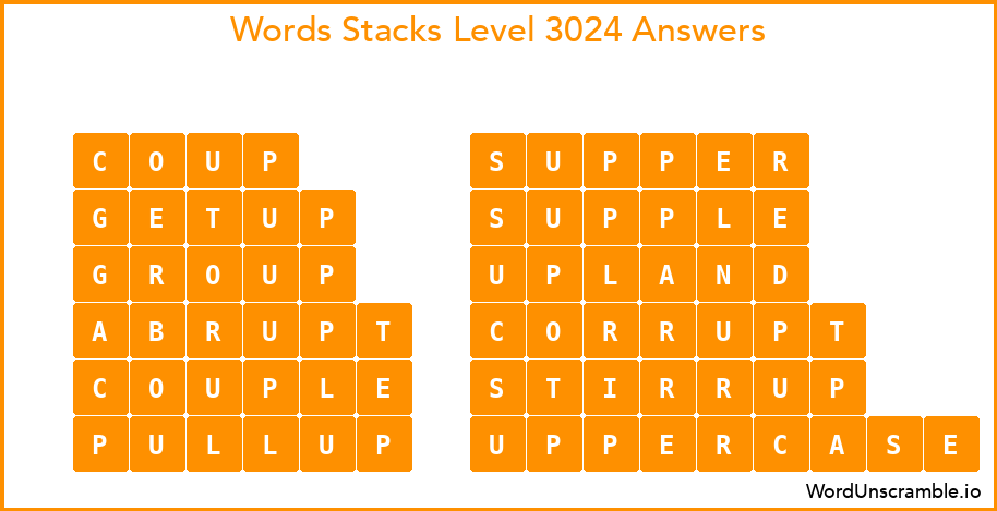 Word Stacks Level 3024 Answers