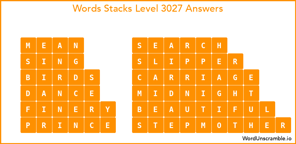 Word Stacks Level 3027 Answers
