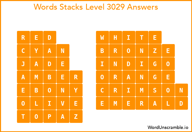 Word Stacks Level 3029 Answers
