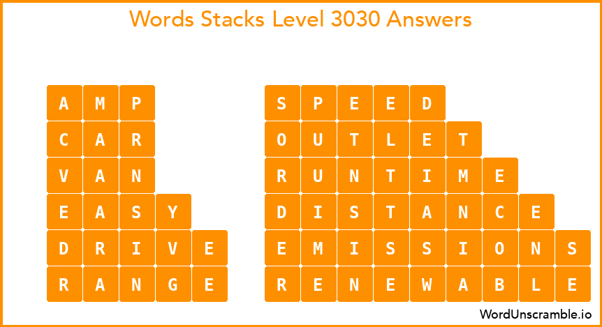 Word Stacks Level 3030 Answers