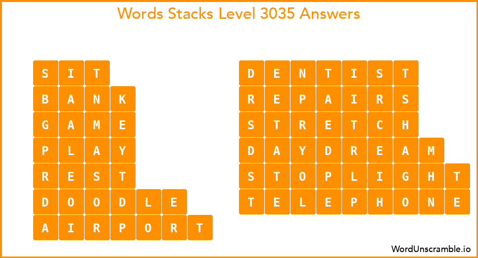 Word Stacks Level 3035 Answers