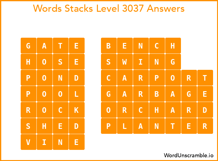 Word Stacks Level 3037 Answers