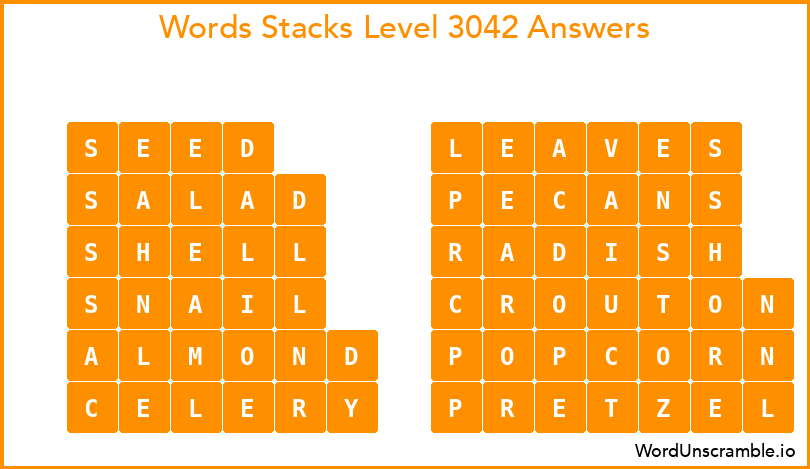 Word Stacks Level 3042 Answers