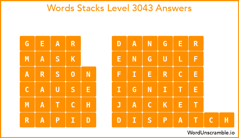 Word Stacks Level 3043 Answers