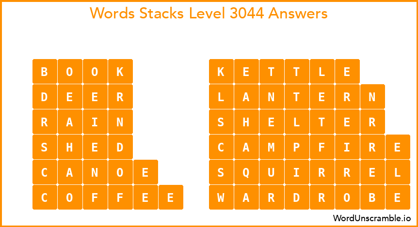 Word Stacks Level 3044 Answers