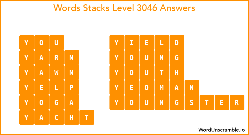 Word Stacks Level 3046 Answers