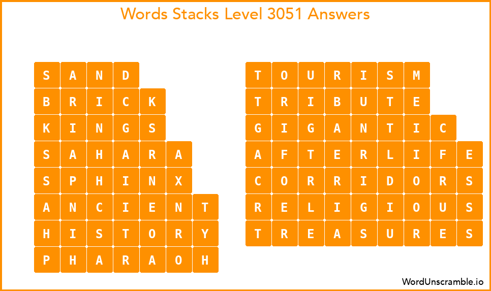 Word Stacks Level 3051 Answers