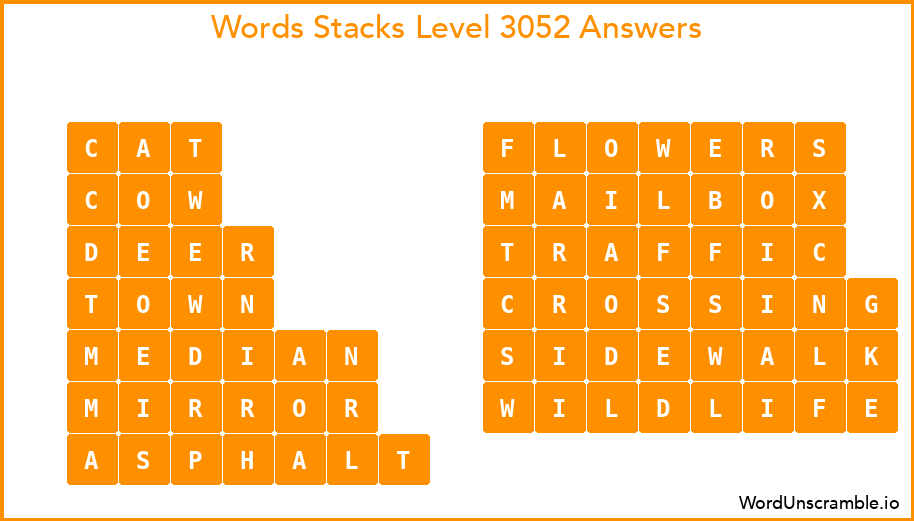 Word Stacks Level 3052 Answers