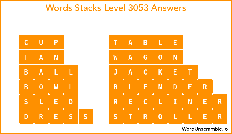 Word Stacks Level 3053 Answers