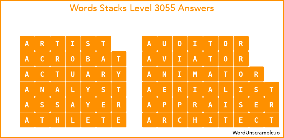 Word Stacks Level 3055 Answers