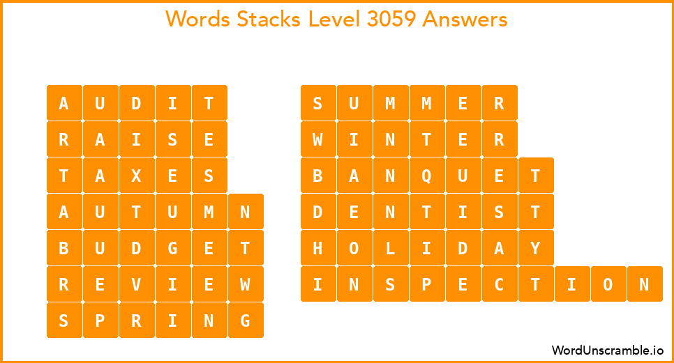 Word Stacks Level 3059 Answers