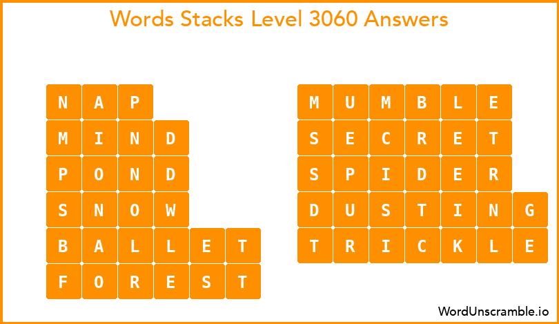 Word Stacks Level 3060 Answers