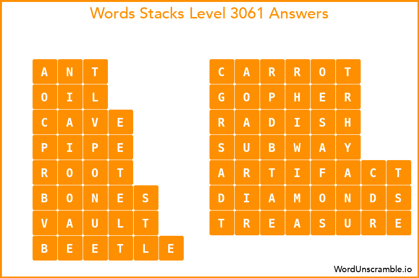 Word Stacks Level 3061 Answers