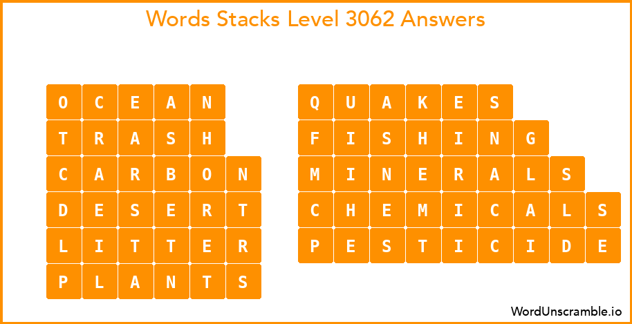 Word Stacks Level 3062 Answers
