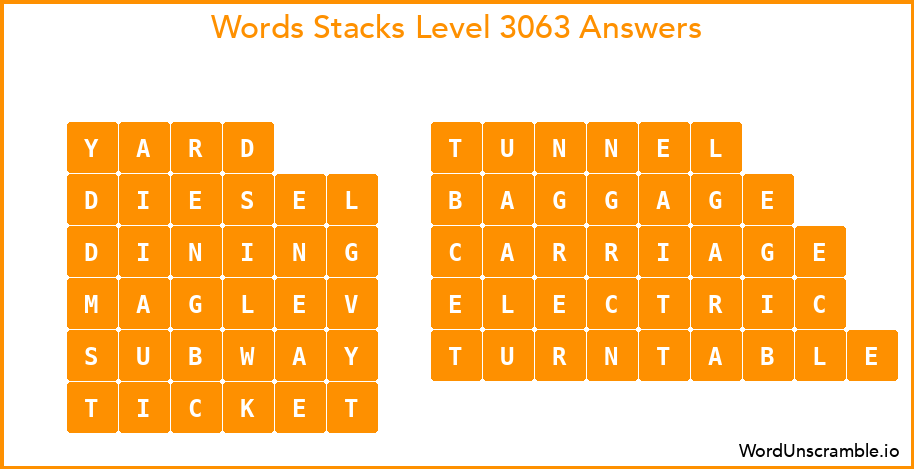 Word Stacks Level 3063 Answers