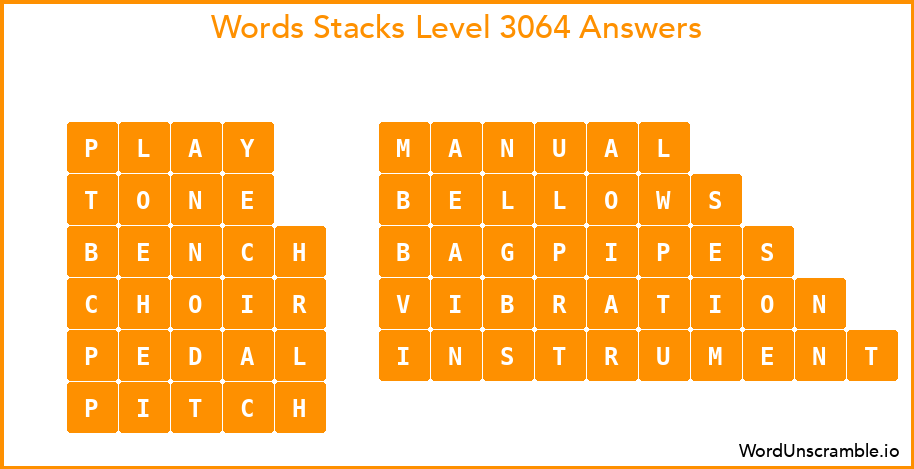 Word Stacks Level 3064 Answers