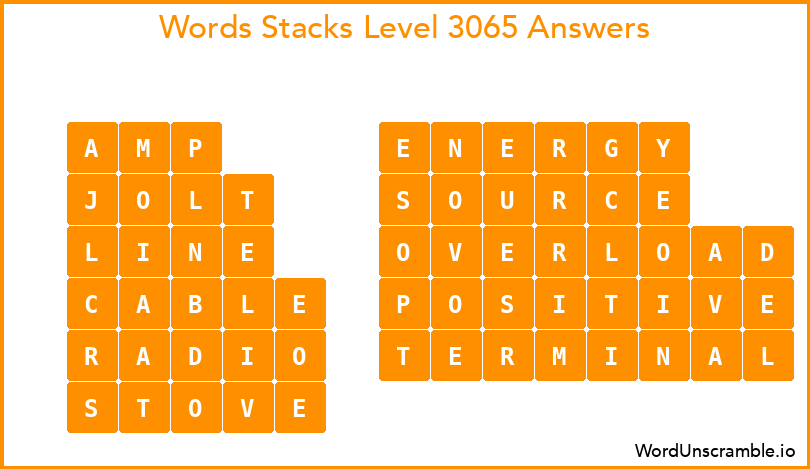 Word Stacks Level 3065 Answers