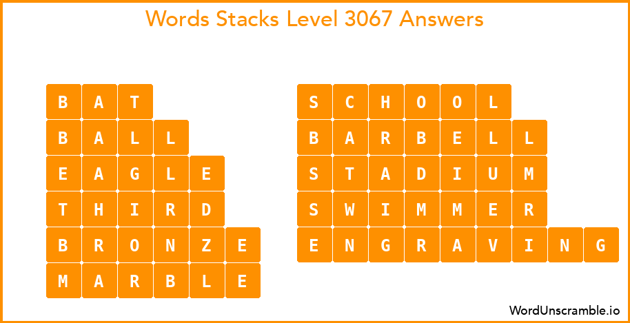 Word Stacks Level 3067 Answers