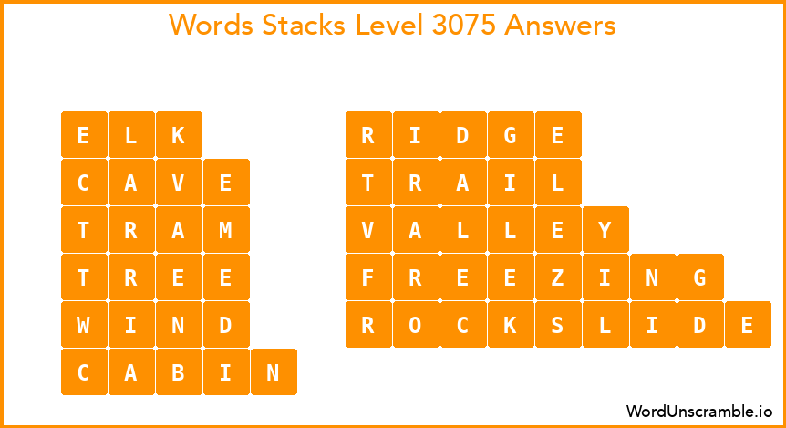 Word Stacks Level 3075 Answers