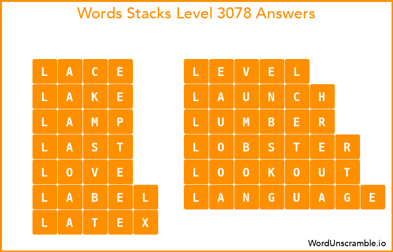 Word Stacks Level 3078 Answers