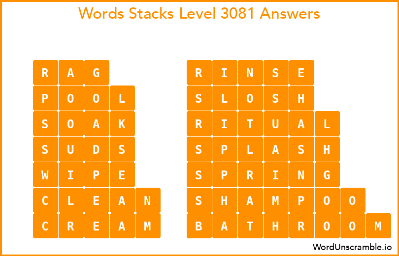 Word Stacks Level 3081 Answers