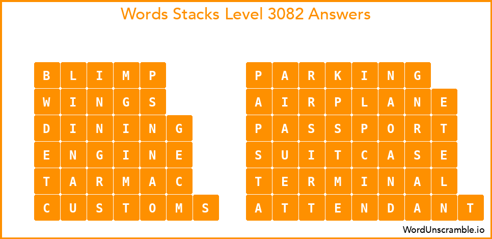 Word Stacks Level 3082 Answers