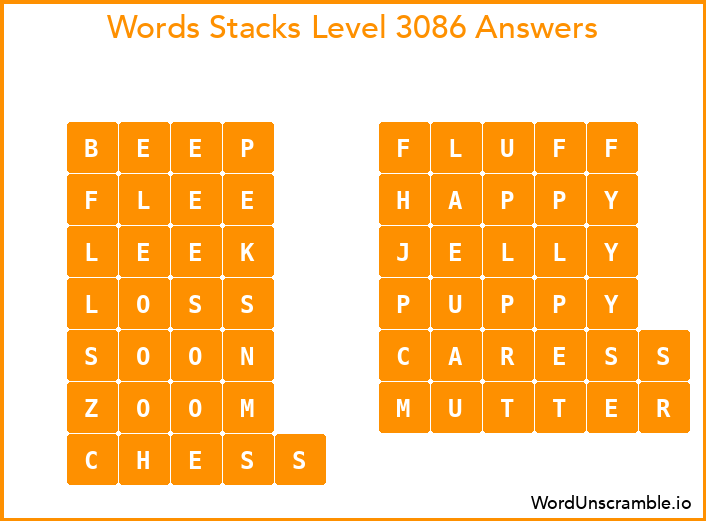 Word Stacks Level 3086 Answers
