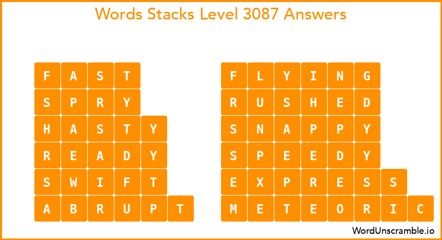 Word Stacks Level 3087 Answers