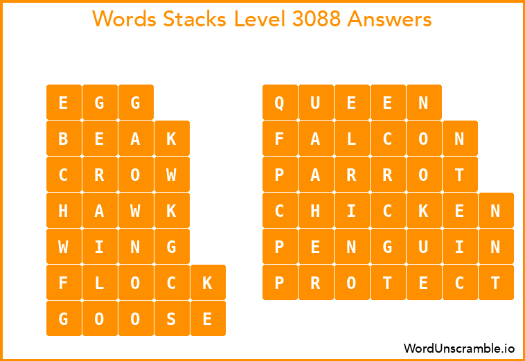 Word Stacks Level 3088 Answers