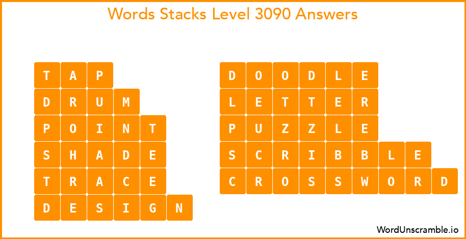 Word Stacks Level 3090 Answers